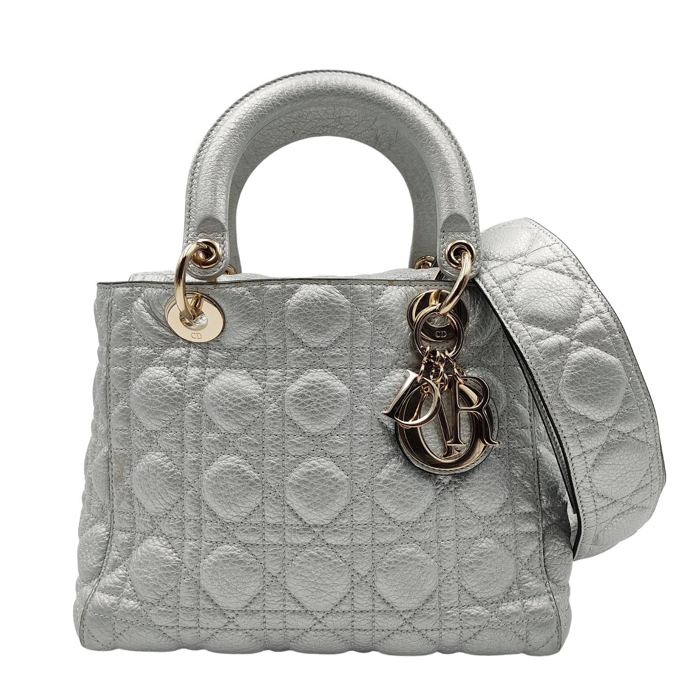 DIOR Christian Lady soft bag in silver leather