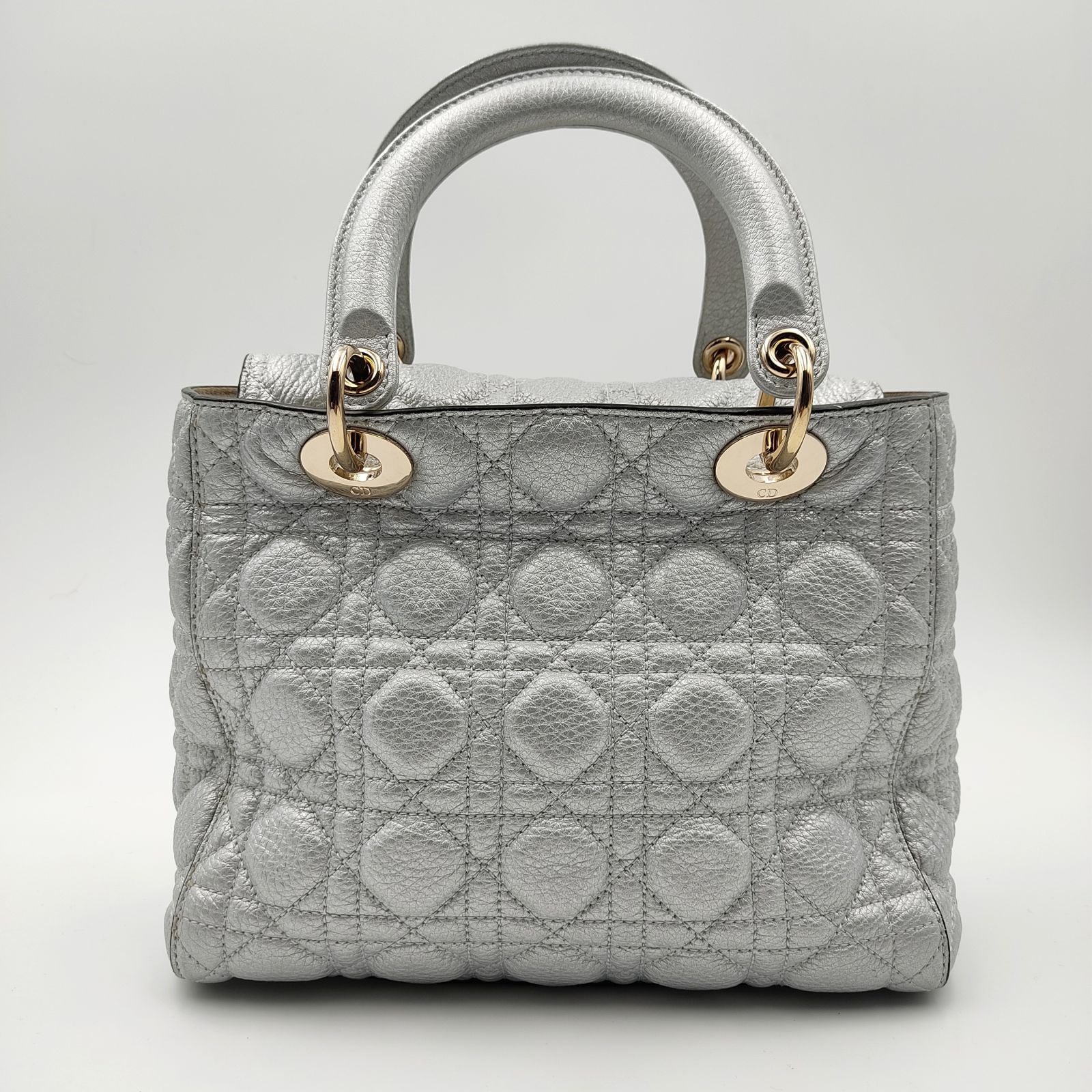 DIOR Christian Lady soft bag in silver leather