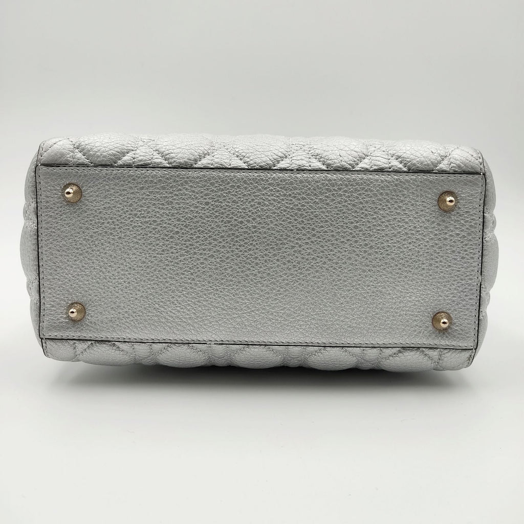 DIOR Christian Lady soft bag in silver leather