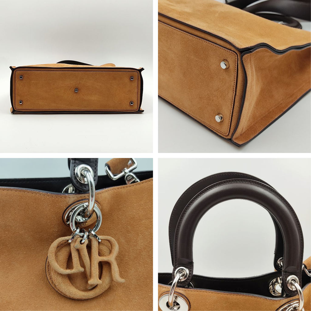 DIOR Christian Lady two-tone suede tote bag
