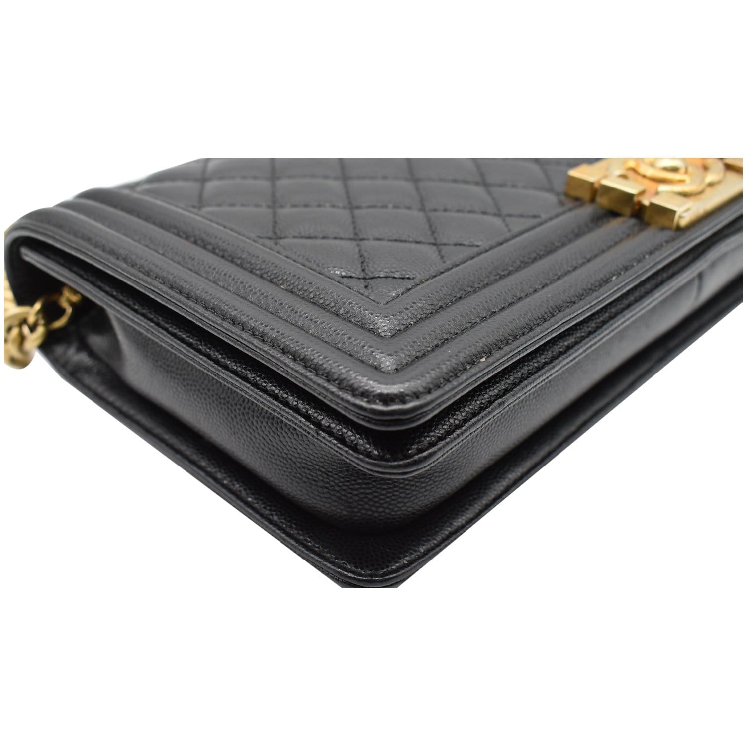 CHANEL Medium Boy Flap Caviar Leather Shoulder Bag Black