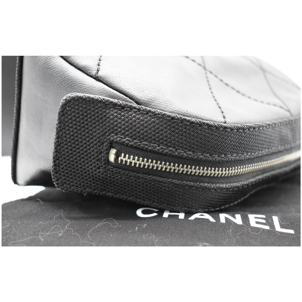 CHANEL Biarritz Quilted Canvas Cosmetic Pouch Black