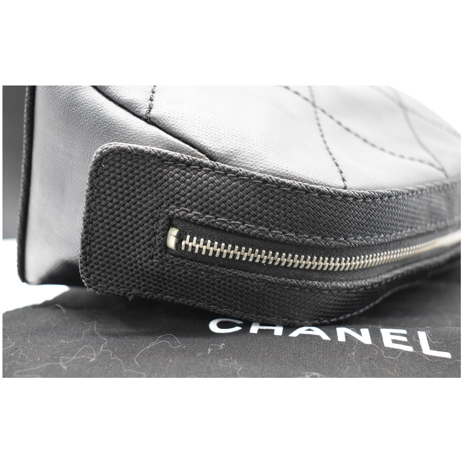 CHANEL Biarritz Quilted Canvas Cosmetic Pouch Black