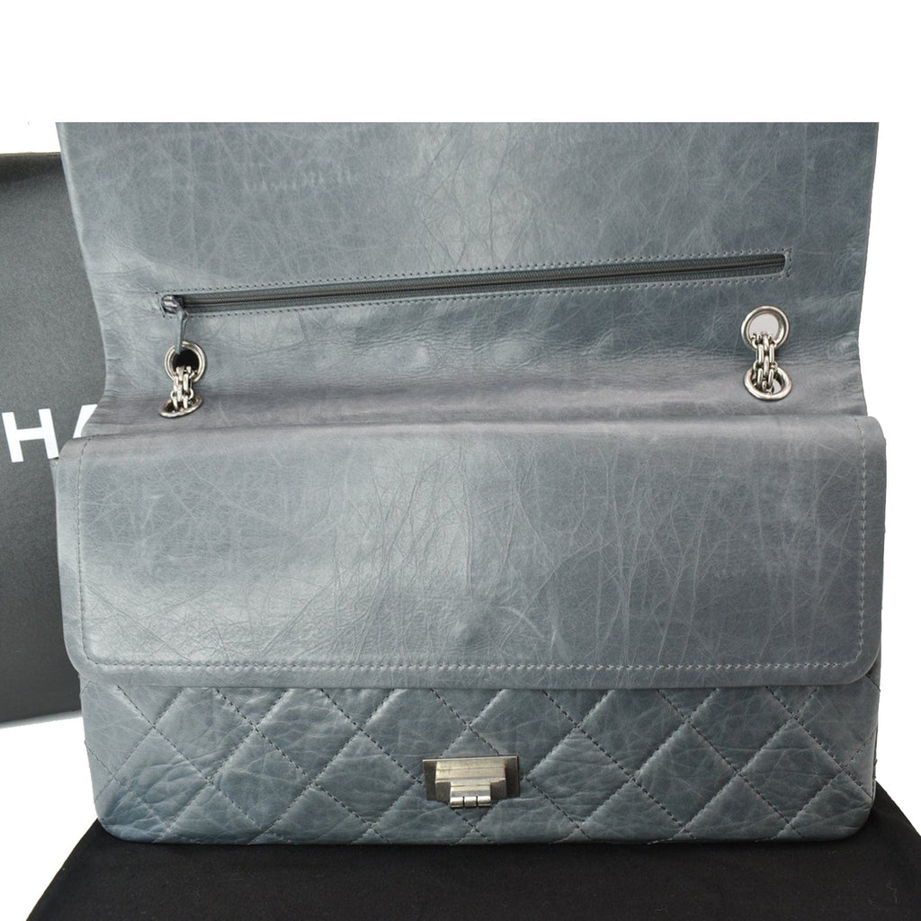 CHANEL 50th Anniversary 2.55 Reissue 228 Quilted Aged Calfskin Shoulder Bag Grey
