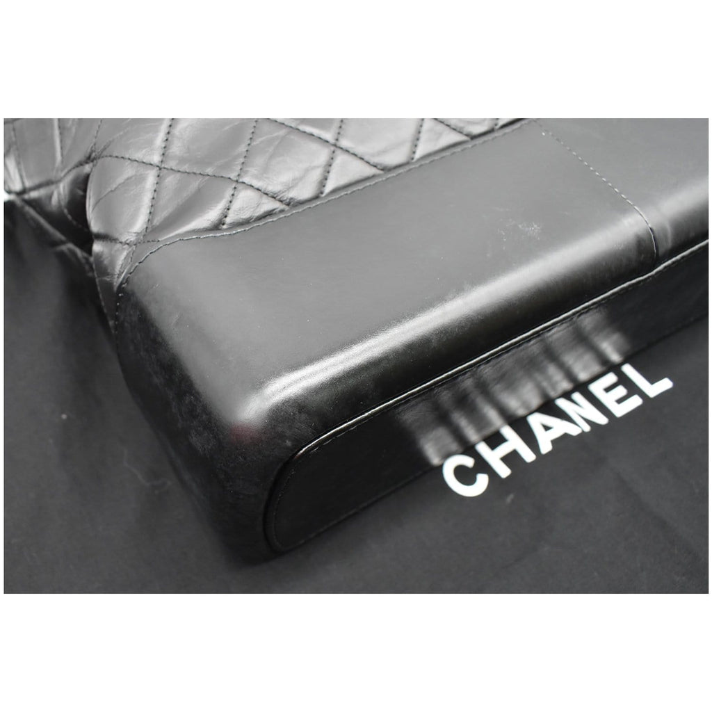 CHANEL Gabrielle Large Quilted Calfskin Leather Shopping Tote Bag Black