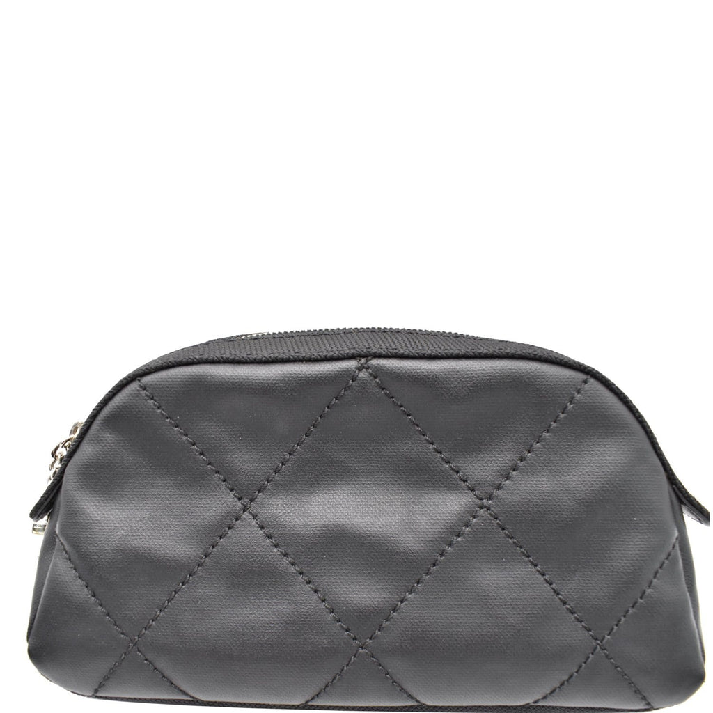 CHANEL Biarritz Quilted Canvas Cosmetic Pouch Black