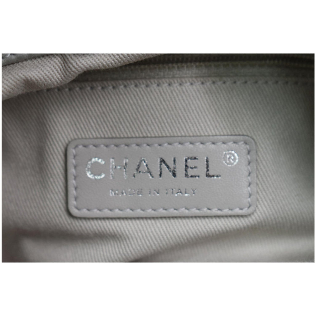 Chanel Wild Stitch CC Lambskin Leather Satchel Bag Light Grey