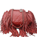 CHANEL Paris Dallas Drawstring Fringe Shoulder Bag Red