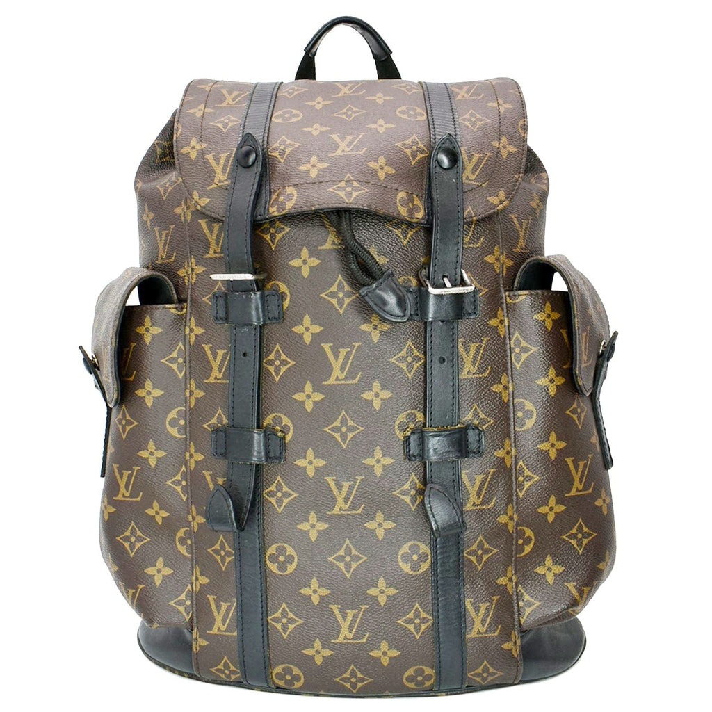 LOUIS VUITTON Christopher Monogram Macassar Canvas Backpack Bag Brown