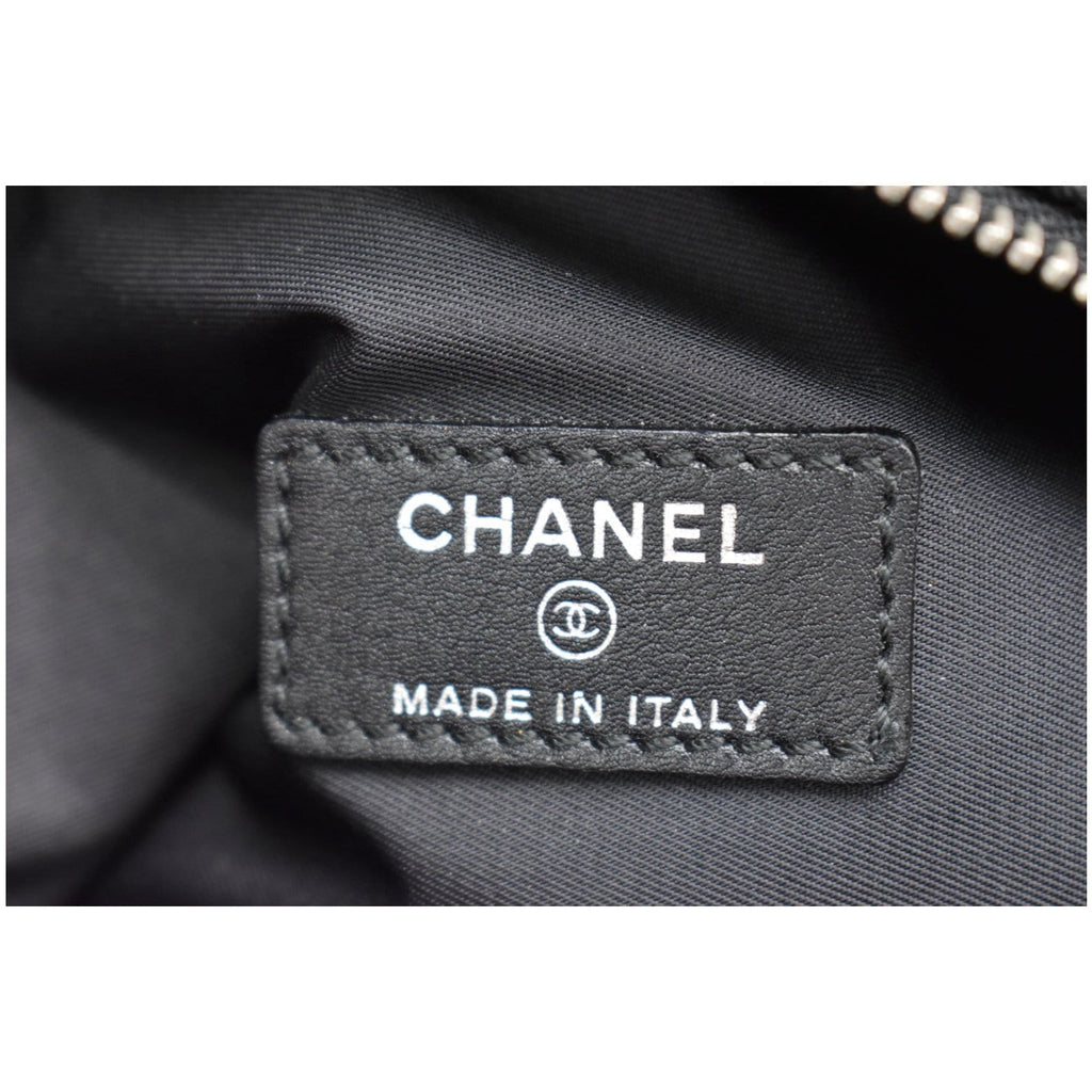 CHANEL Biarritz Quilted Canvas Cosmetic Pouch Black
