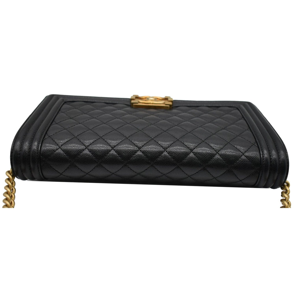 CHANEL Medium Boy Flap Caviar Leather Shoulder Bag Black