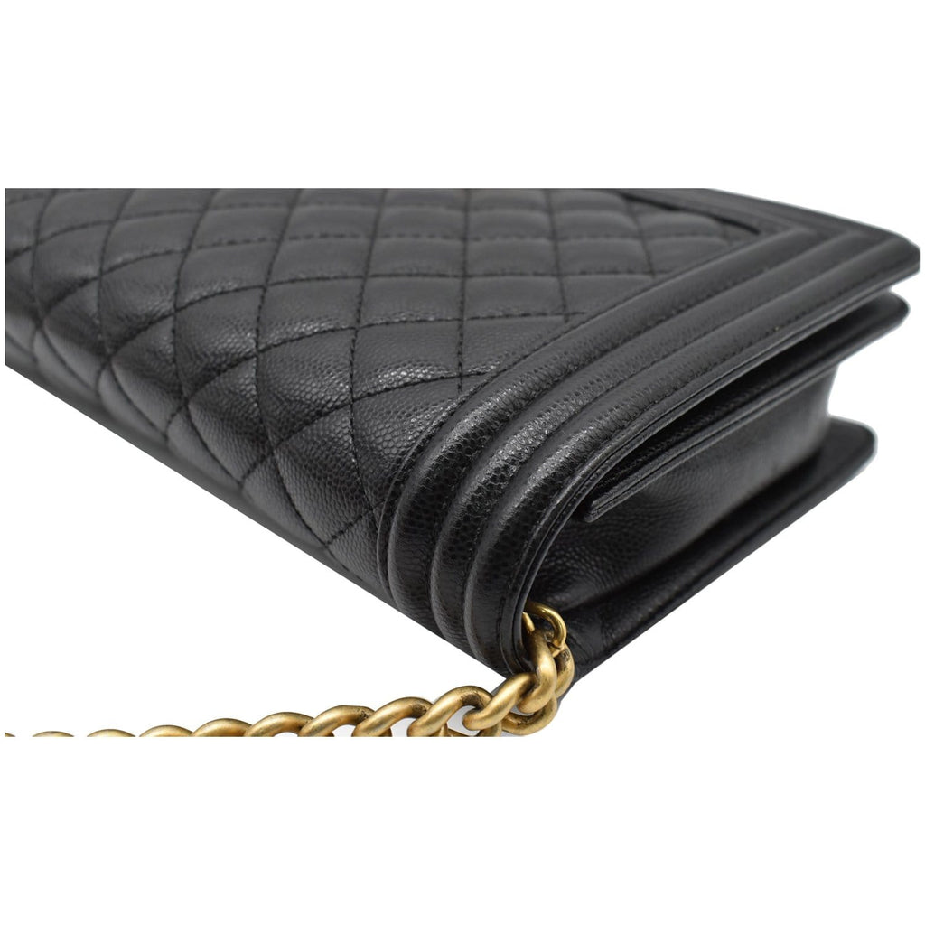 CHANEL Medium Boy Flap Caviar Leather Shoulder Bag Black
