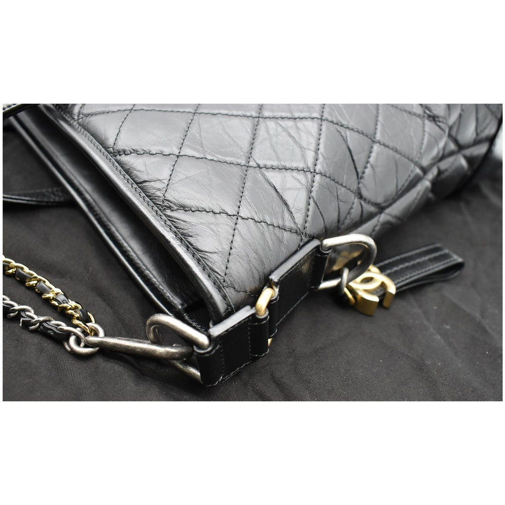 CHANEL Gabrielle Large Quilted Calfskin Leather Shopping Tote Bag Black
