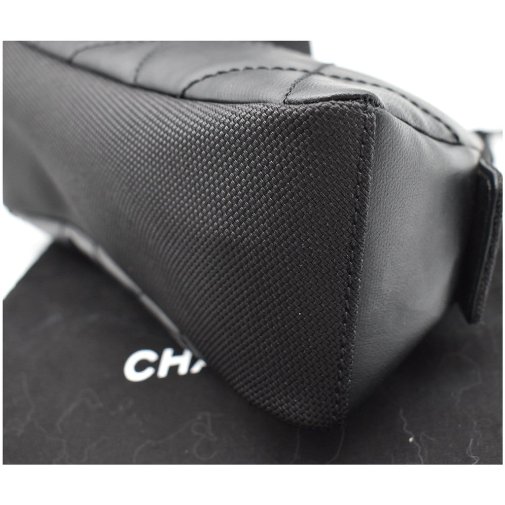 CHANEL Biarritz Quilted Canvas Cosmetic Pouch Black