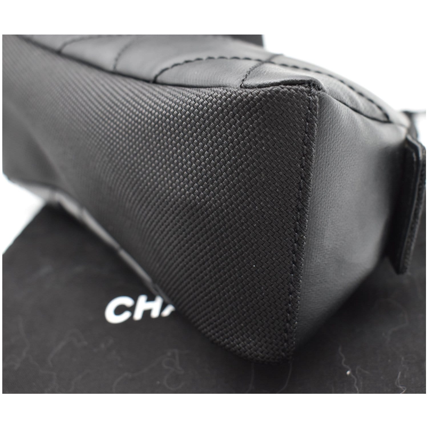 CHANEL Biarritz Quilted Canvas Cosmetic Pouch Black