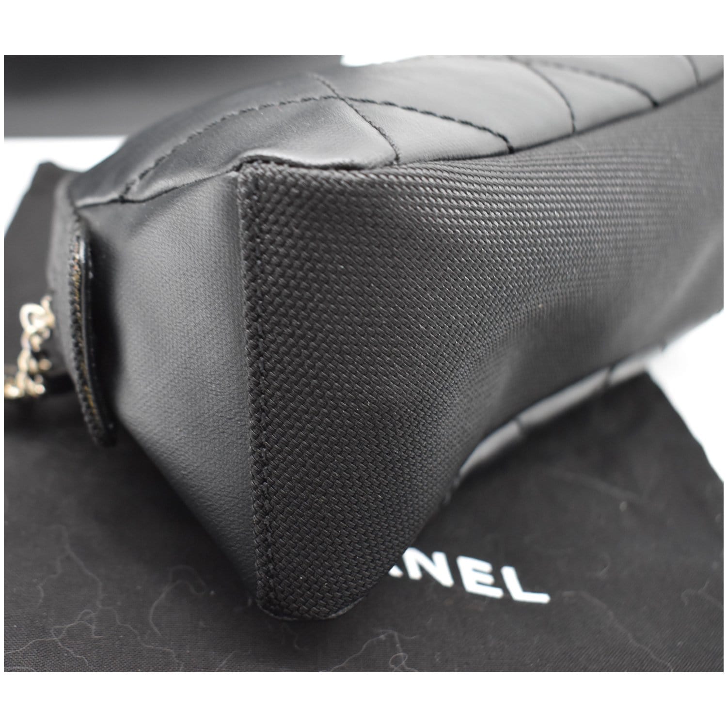 CHANEL Biarritz Quilted Canvas Cosmetic Pouch Black