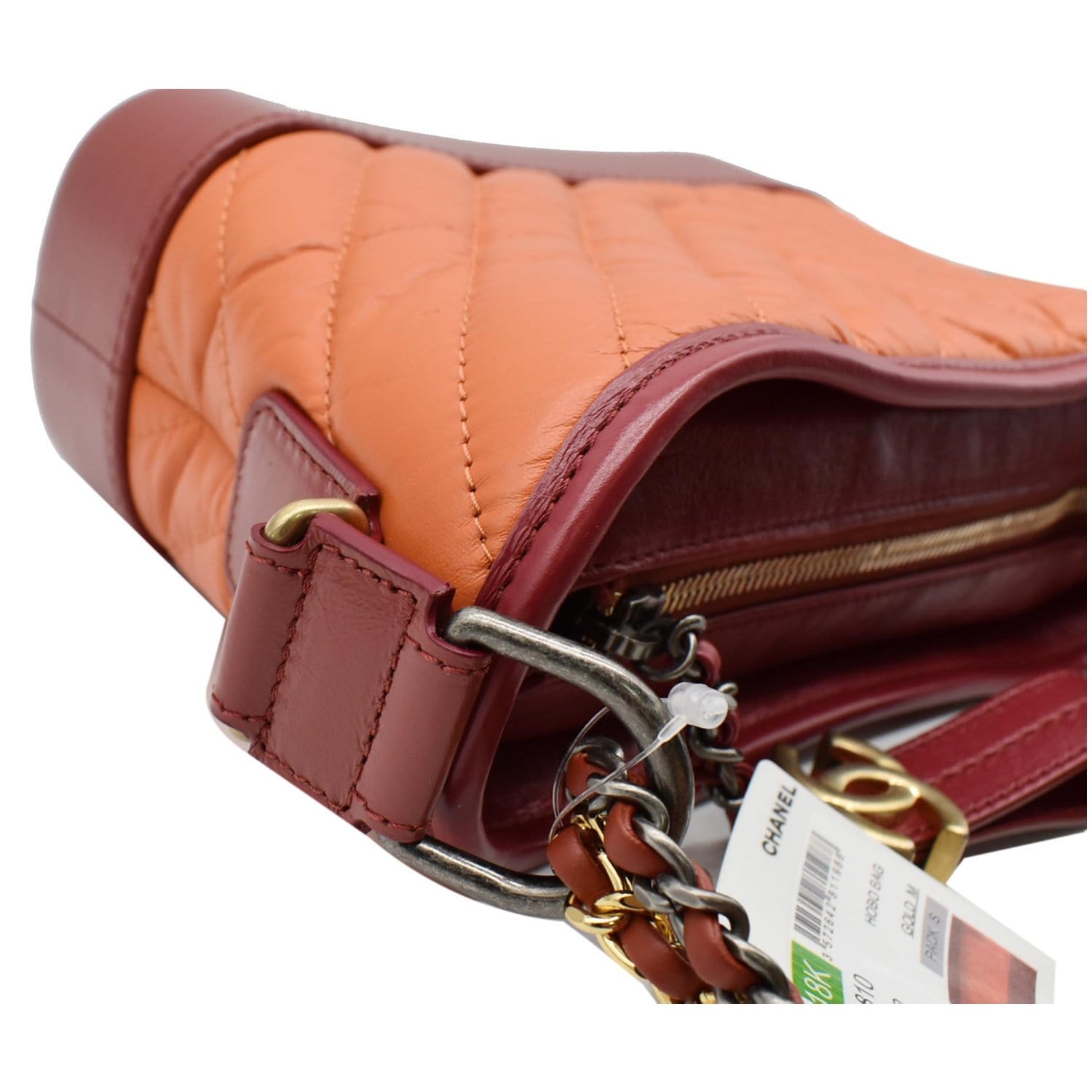CHANEL Gabrielle Small Aged Calfskin Leather Hobo Crossbody Bag Orange