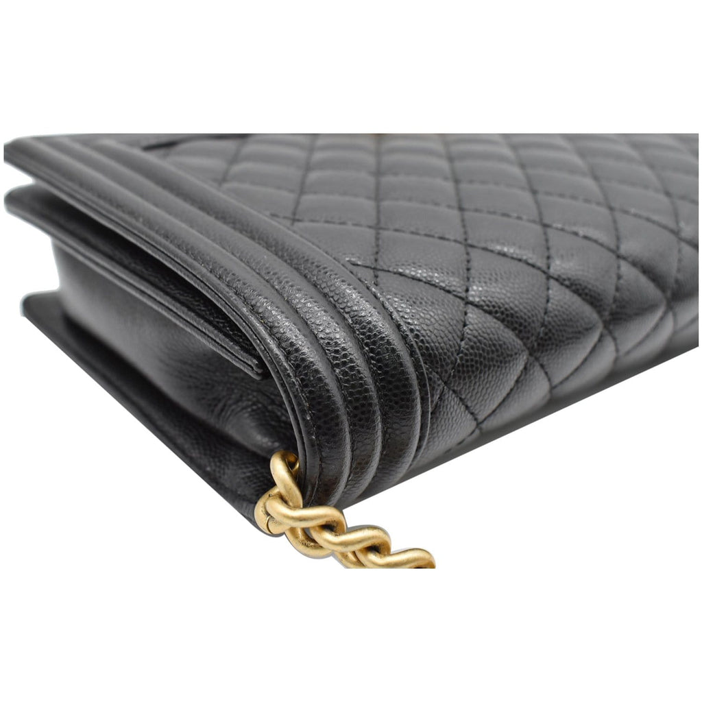 CHANEL Medium Boy Flap Caviar Leather Shoulder Bag Black