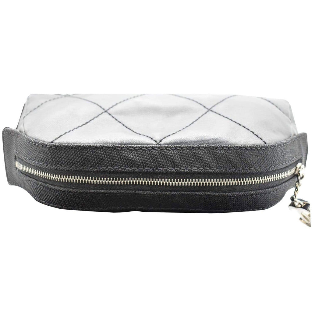 CHANEL Biarritz Quilted Canvas Cosmetic Pouch Black