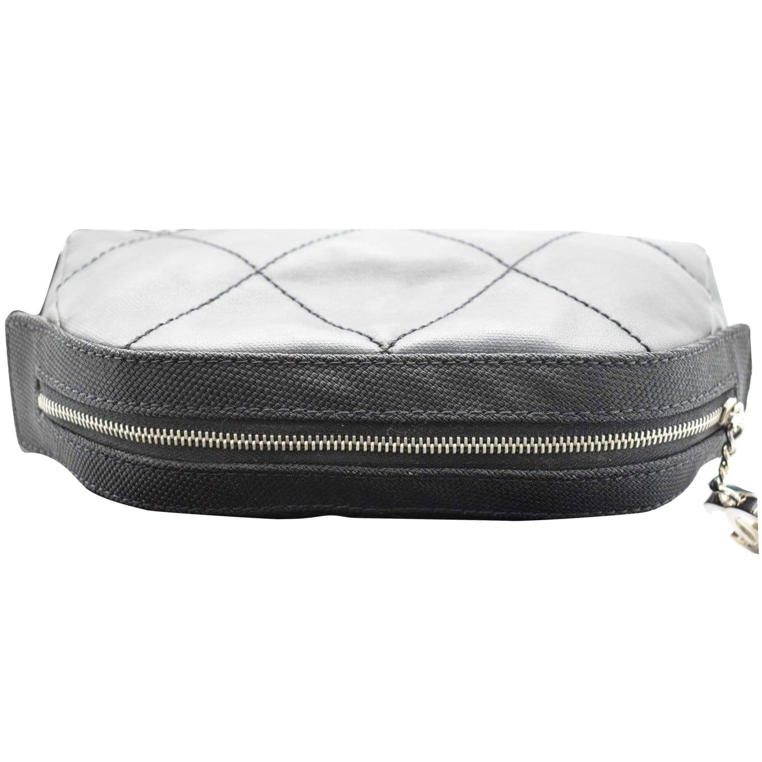 CHANEL Biarritz Quilted Canvas Cosmetic Pouch Black
