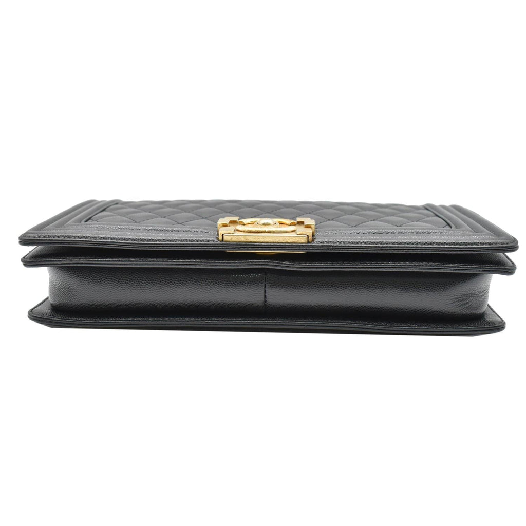 CHANEL Medium Boy Flap Caviar Leather Shoulder Bag Black