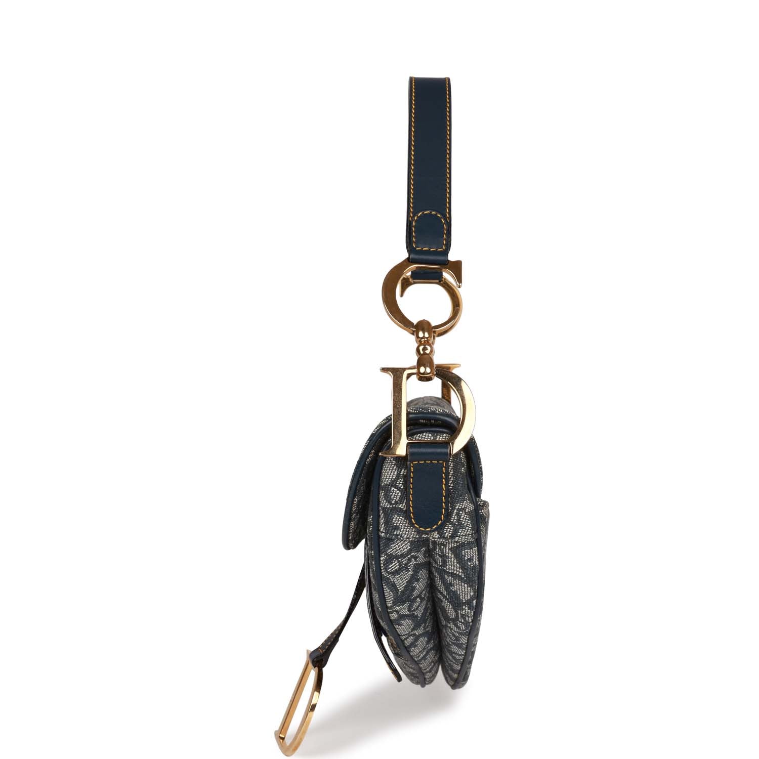 Christian Dior Saddle Bag Grey Diorissimo Canvas Gold Hardware