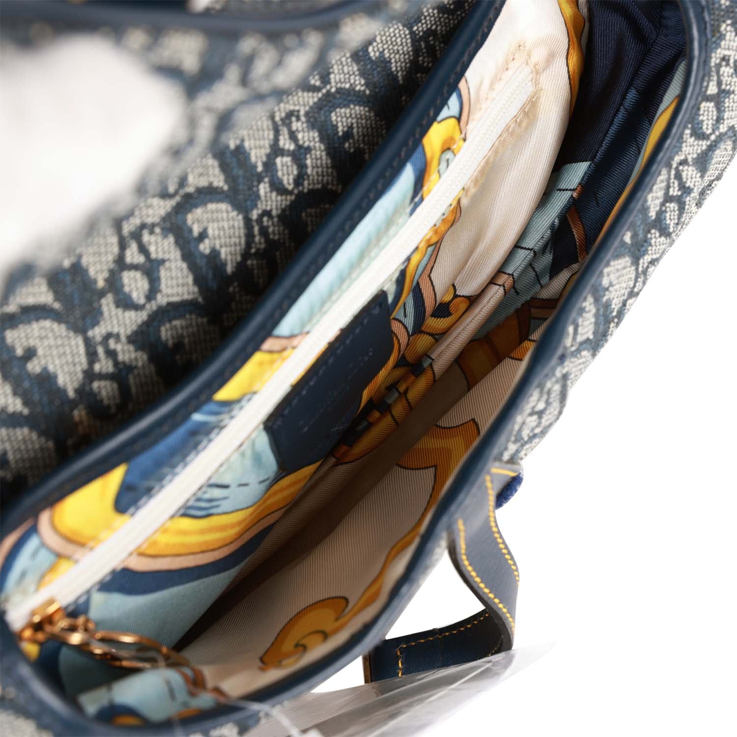 Christian Dior Saddle Bag Grey Diorissimo Canvas Gold Hardware