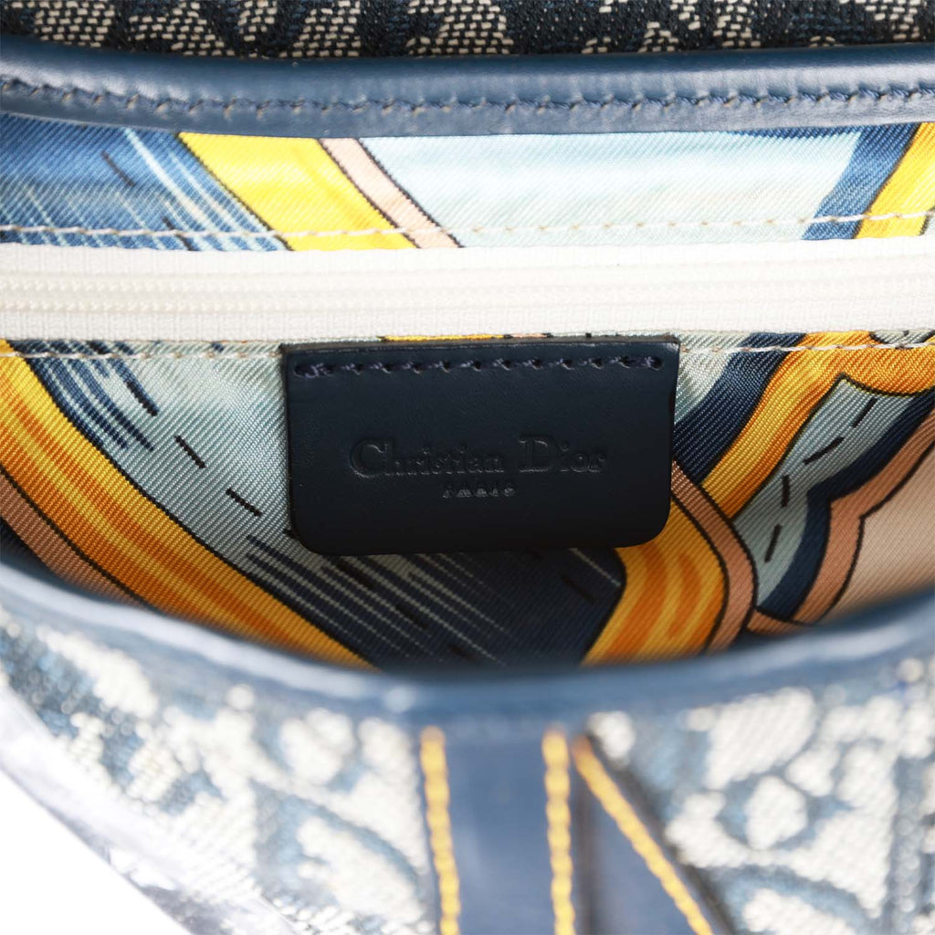 Christian Dior Saddle Bag Grey Diorissimo Canvas Gold Hardware