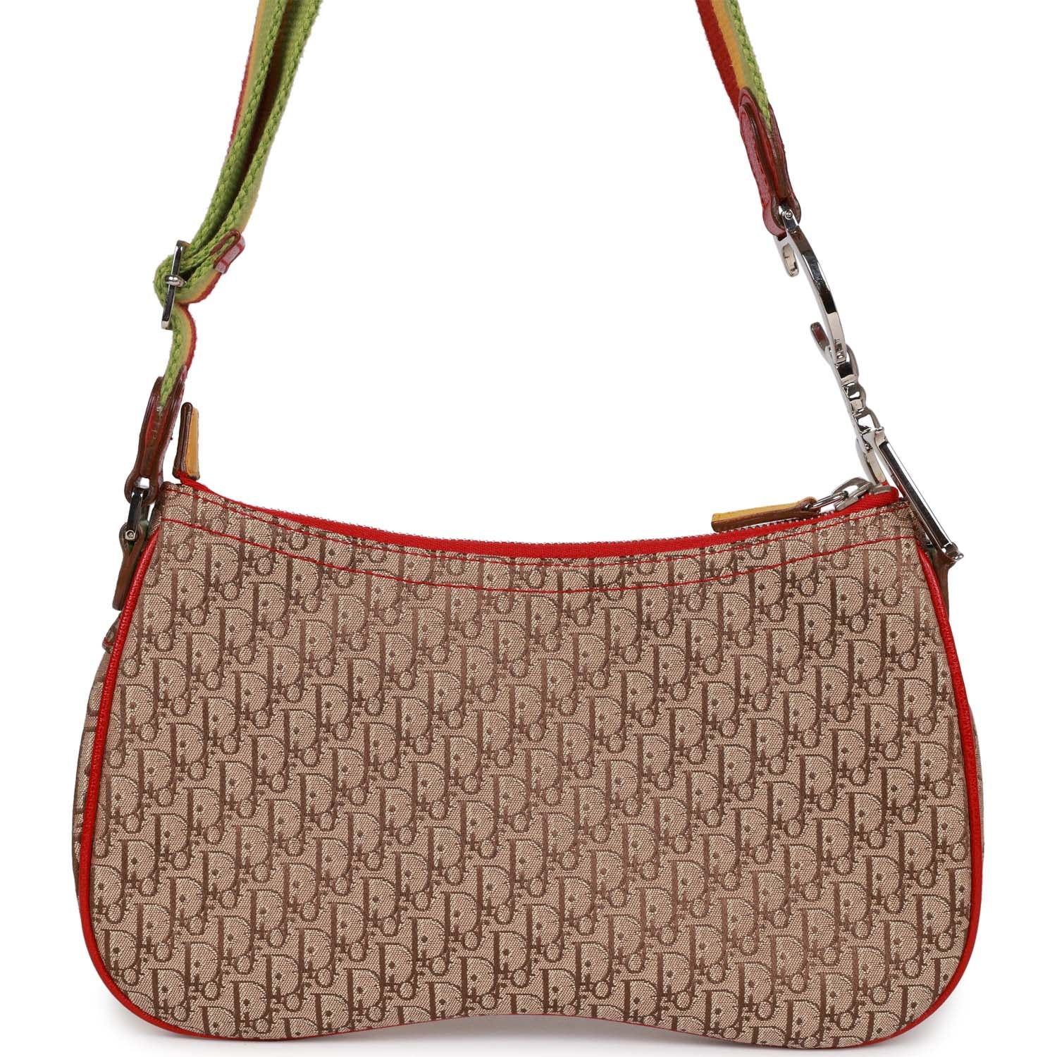 Christian Dior Saddle Bag Rasta Trotter Canvas Silver Hardware