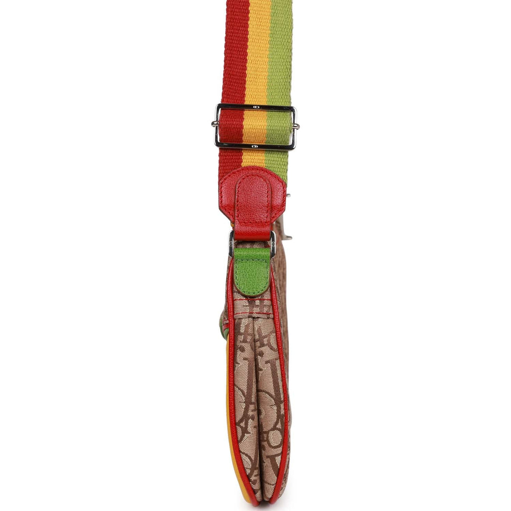 Christian Dior Saddle Bag Rasta Trotter Canvas Silver Hardware