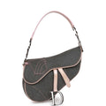 Christian Dior Saddle Bag Grey Denim and Pink Metallic Leather Silver Hardware