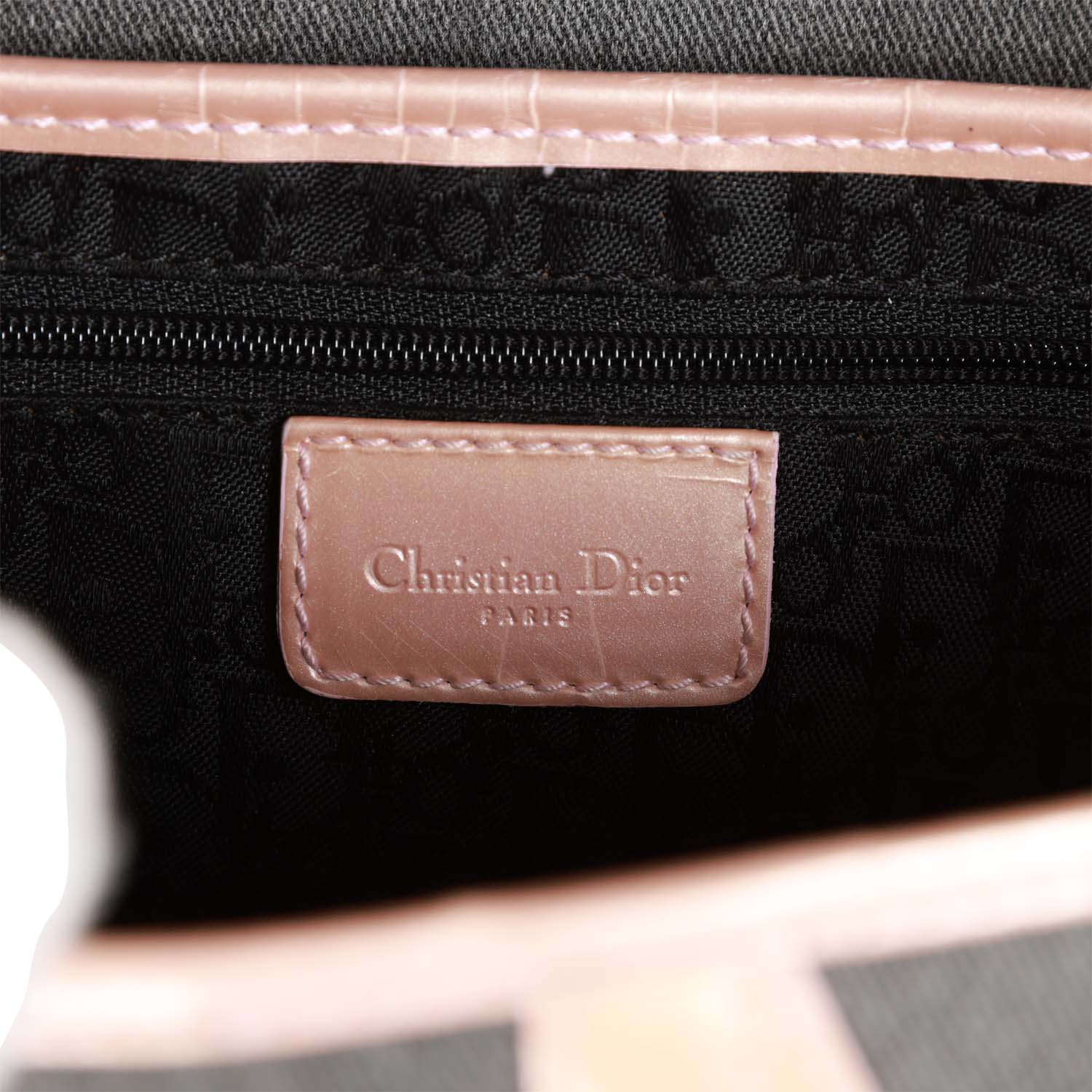 Christian Dior Saddle Bag Grey Denim and Pink Metallic Leather Silver Hardware