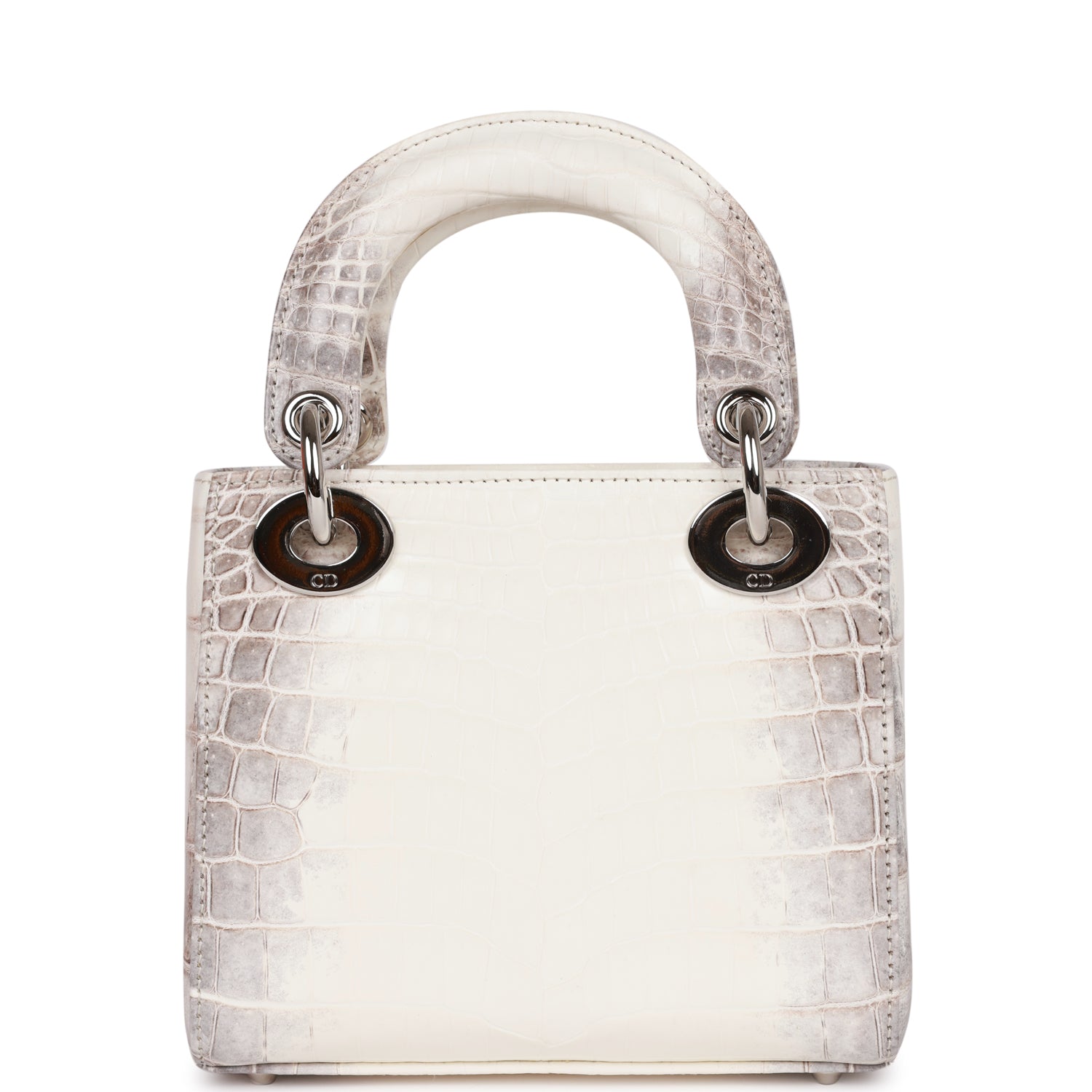 Christian Dior Small Lady Dior Tote White Himalaya Crocodile Silver Hardware