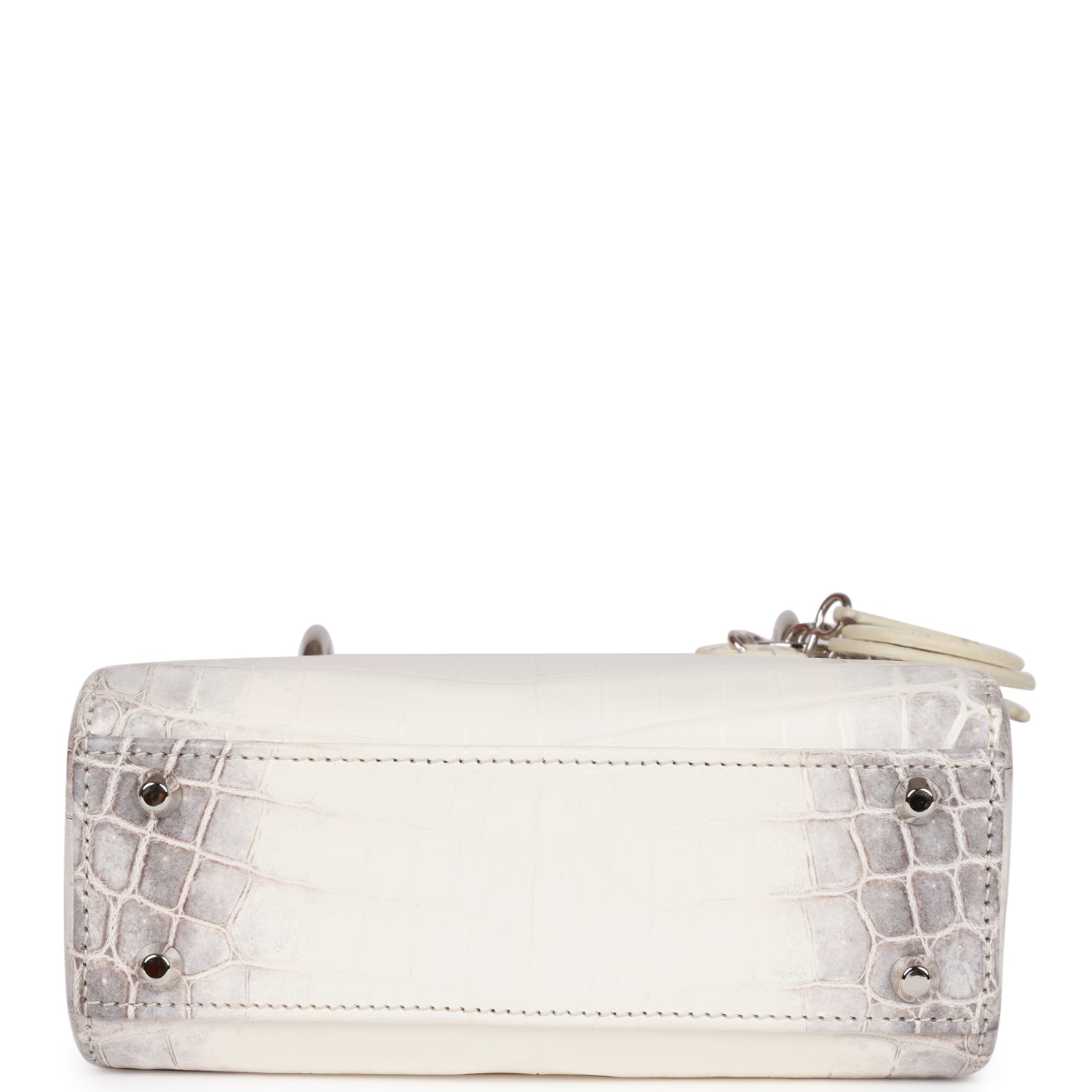 Christian Dior Small Lady Dior Tote White Himalaya Crocodile Silver Hardware
