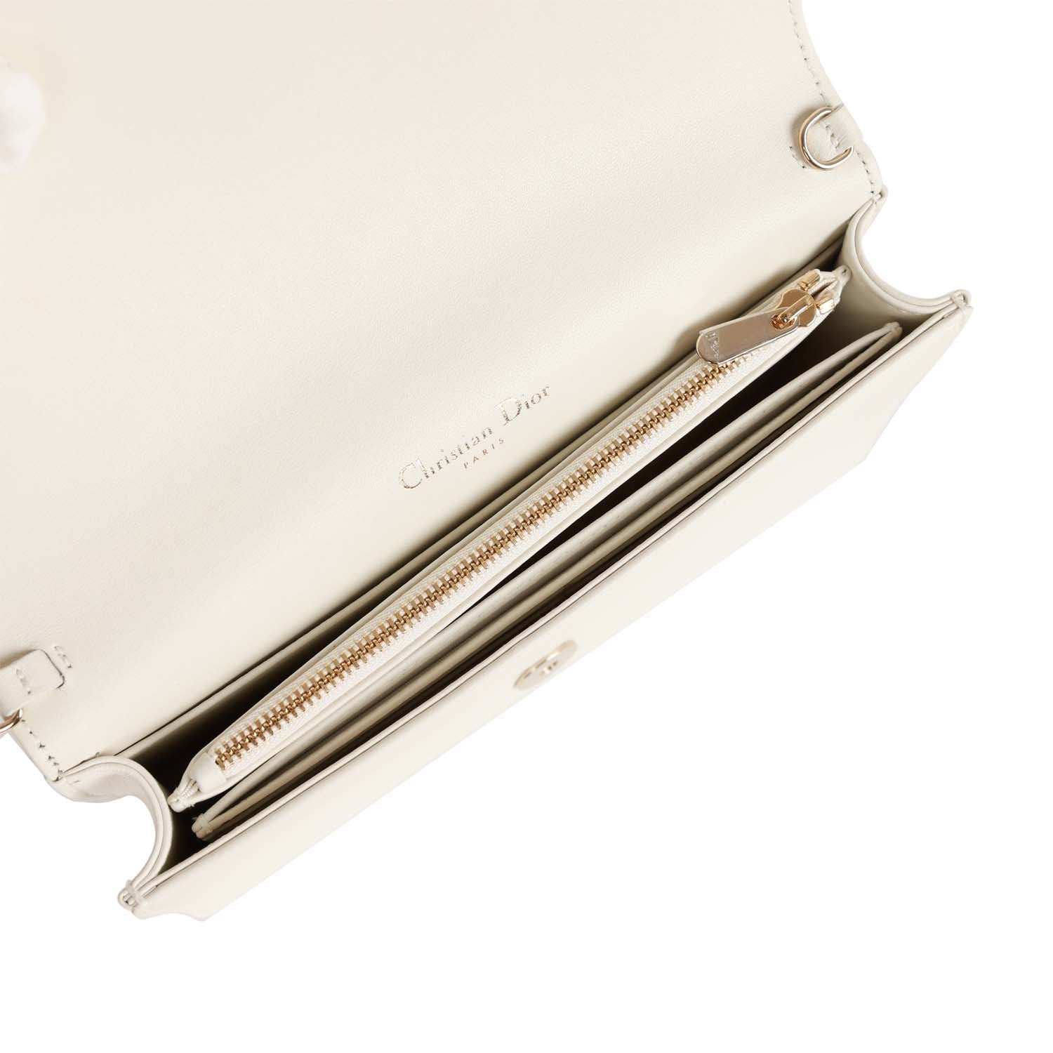 Christian Dior Lady Dior Pouch Latte Lambskin Gold Hardware