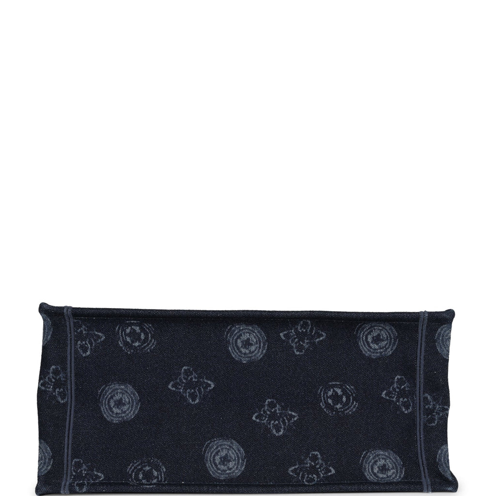 Christian Dior Blue Flower Embroidered Denim Small Book Tote