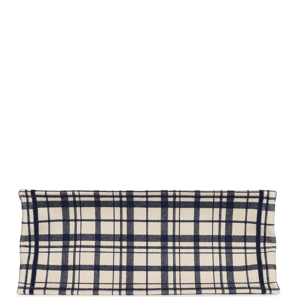 Christian Dior Blue and White Canvas Check'n' Large Book Tote