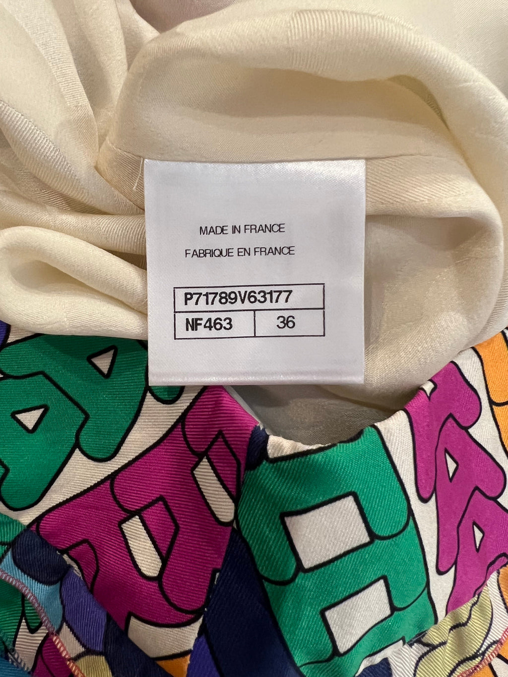 Chanel Fall 2021 Multi-Colour Silk Ruffled Mini Skirt with Logo Print Size FR 36 (UK 8)