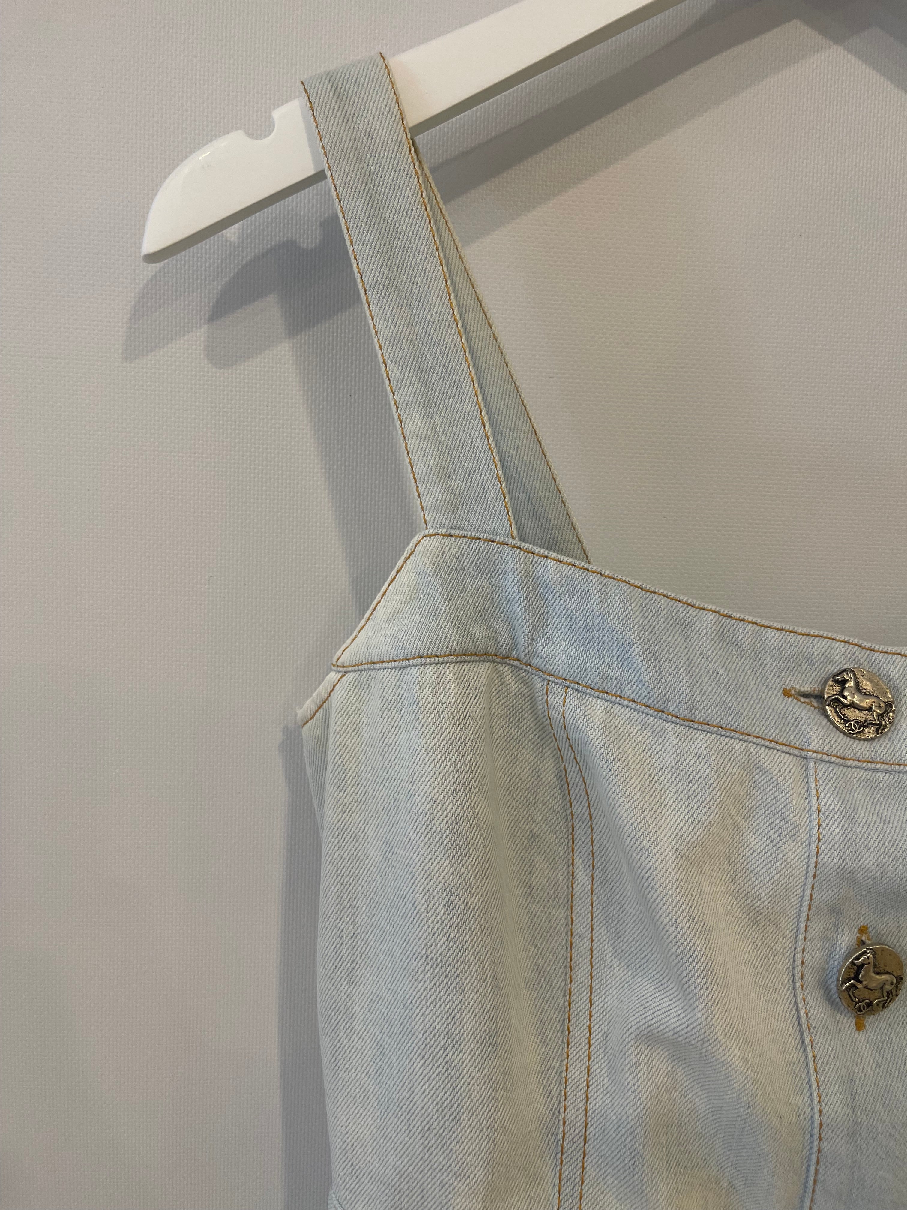 Chanel 18C Light Blue Denim Mini Dress with Button Detail Size FR 38 (UK 10) RRP £2,200