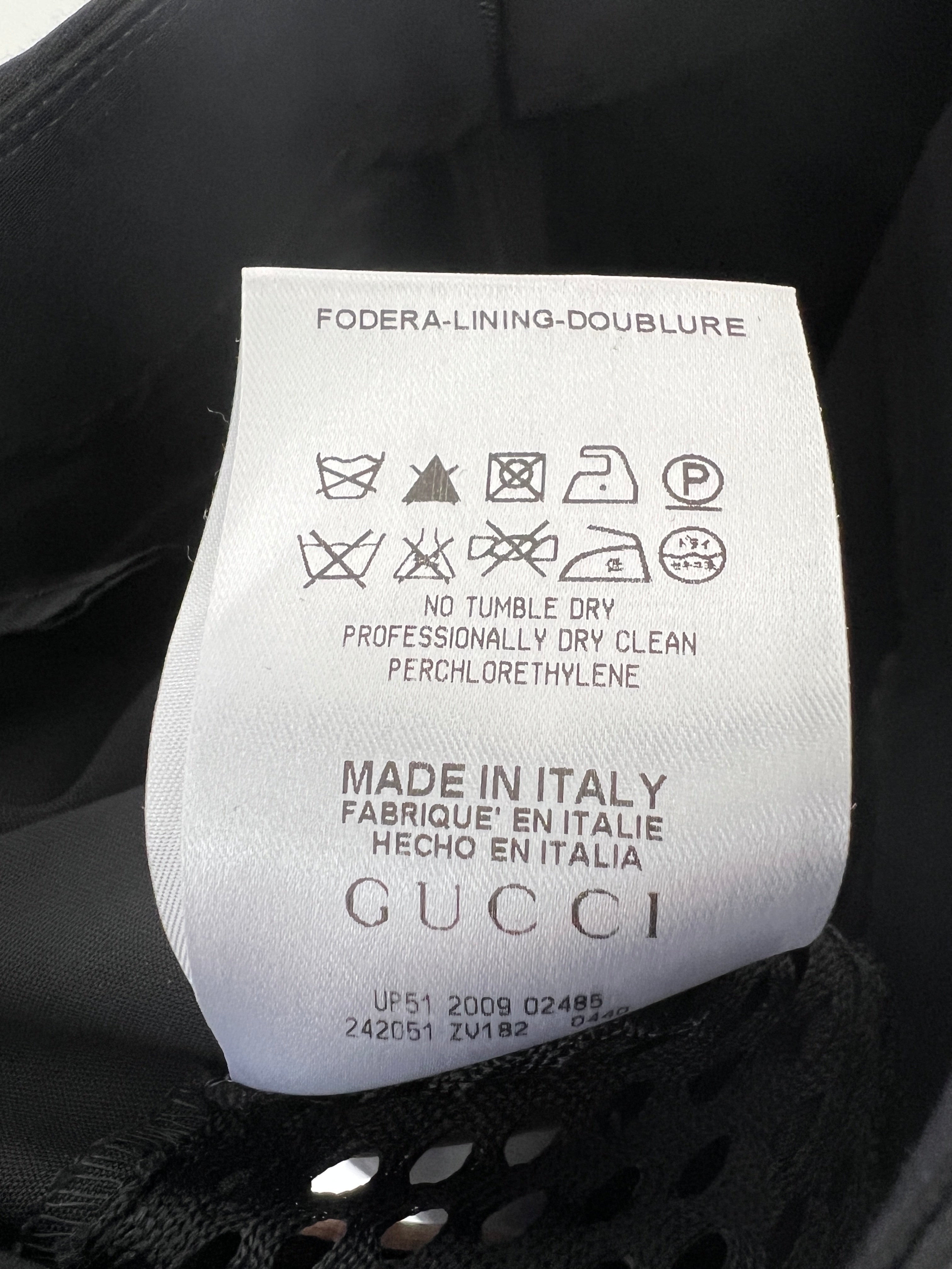 Gucci Black Leggings with Mesh & Ankle Zip Details Size IT 42 (UK 10)