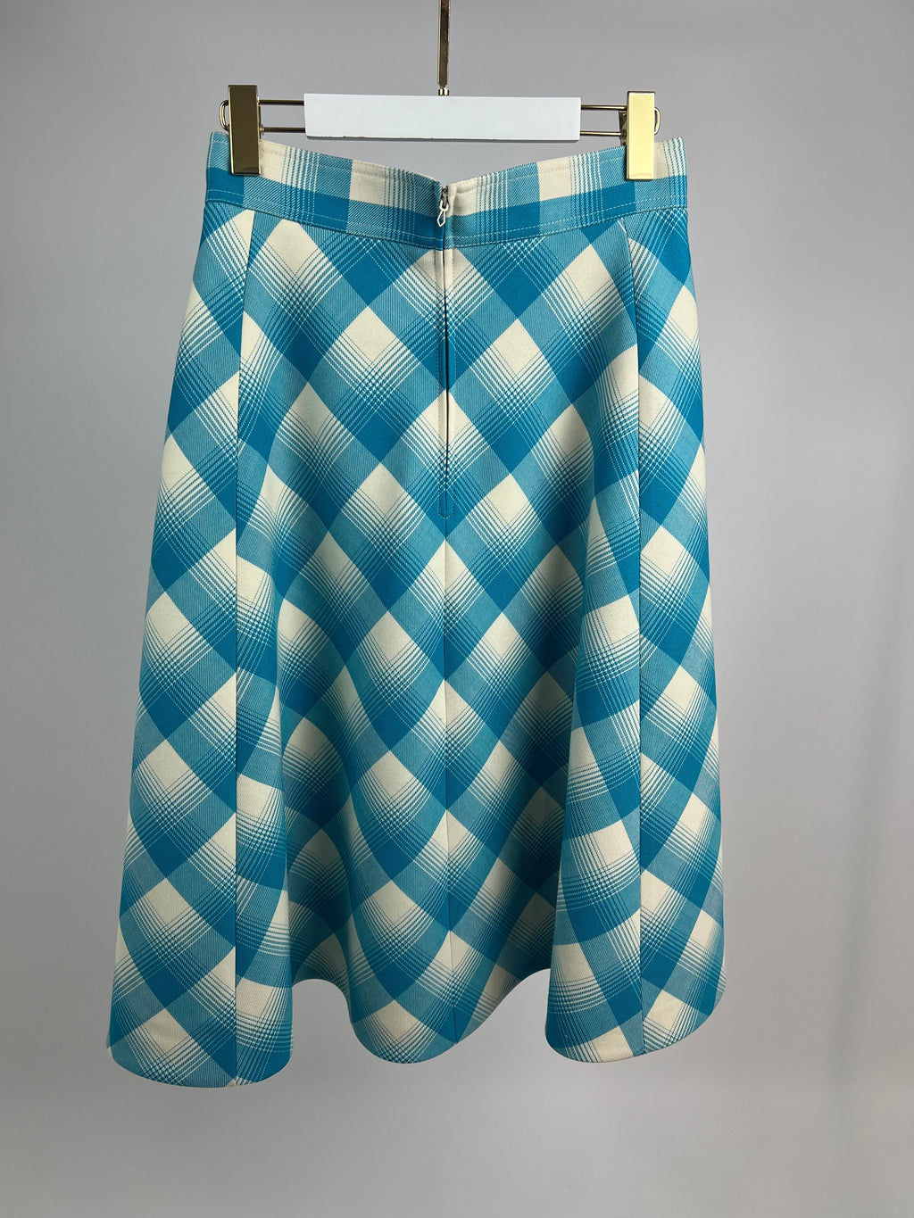 Gucci Turquoise and White Checked Shirt and Skirt Set IT 40 & 42 (UK 8-10)