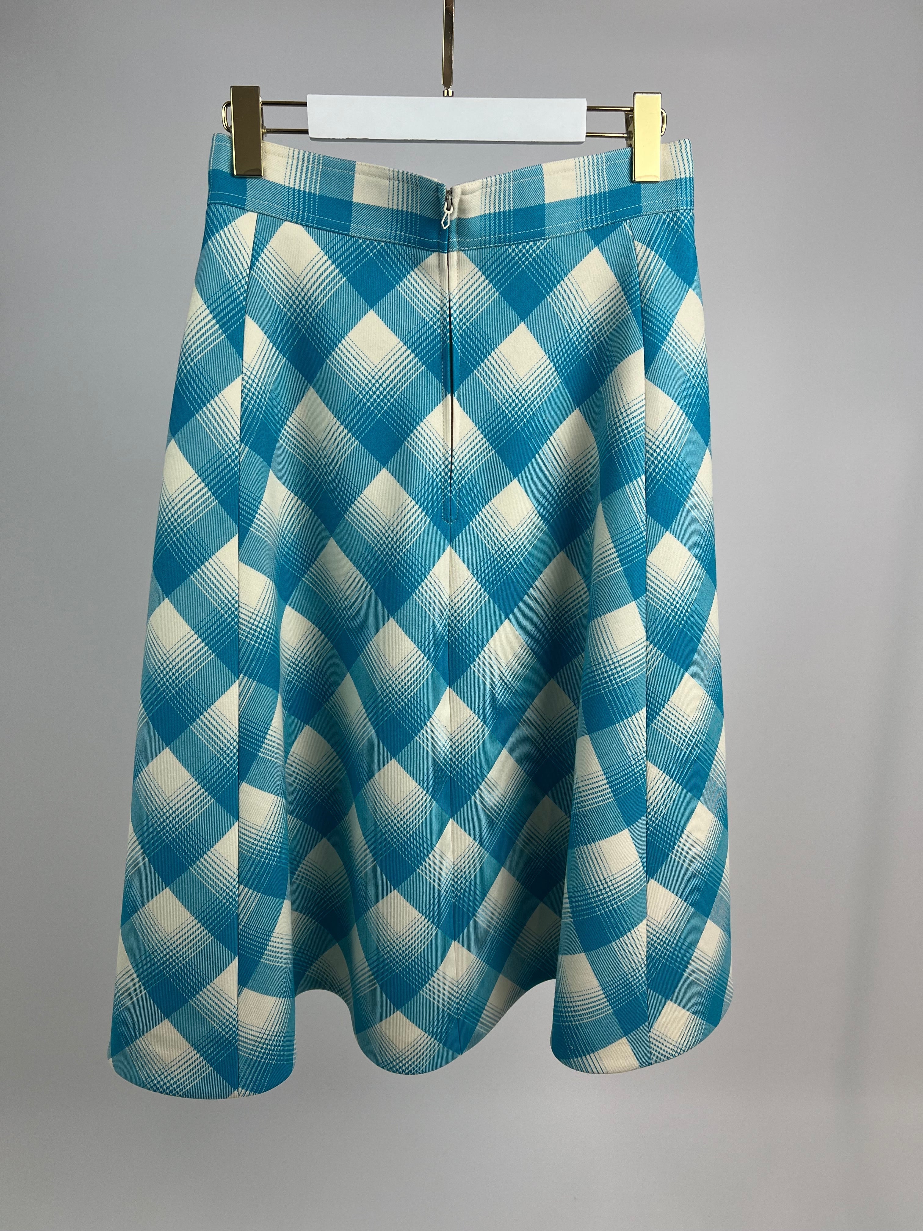 Gucci Turquoise and White Checked Shirt and Skirt Set IT 40 & 42 (UK 8-10)
