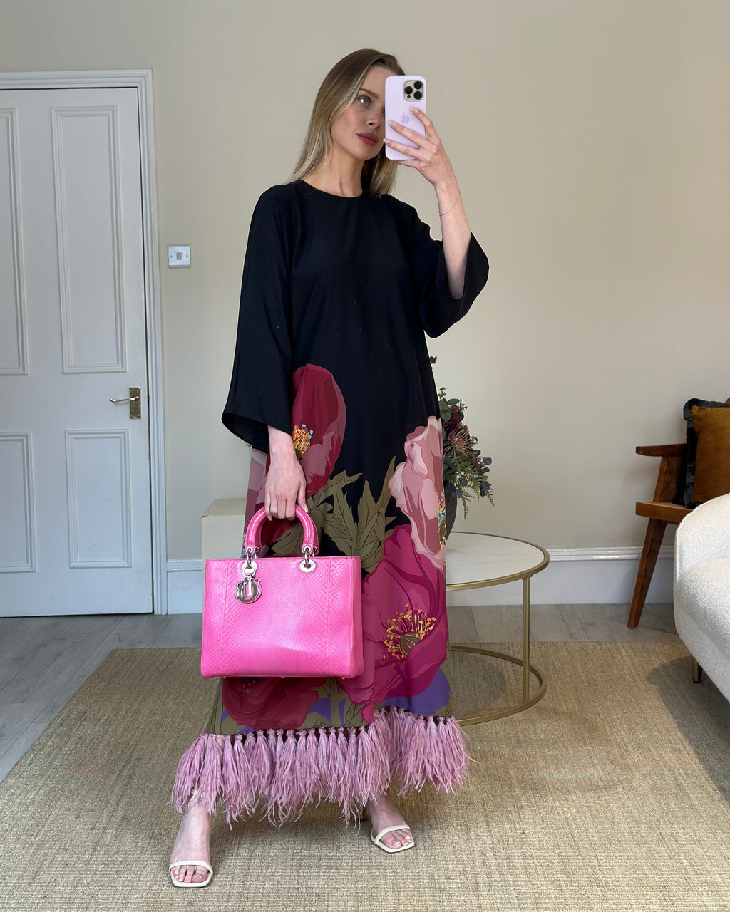 Christian Dior Large Pink Python Lady Dior Bag with Silver Hardware RRP £5600