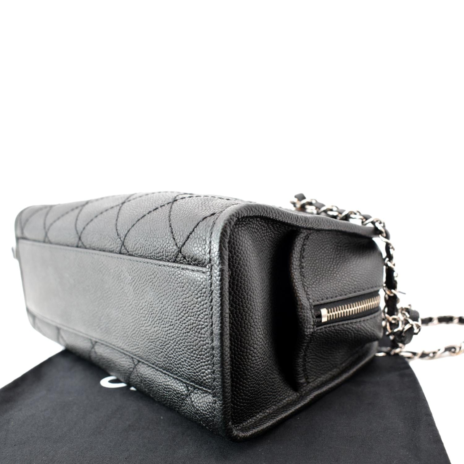 CHANEL Deauville Small Shopping Leather Tote Bag Black