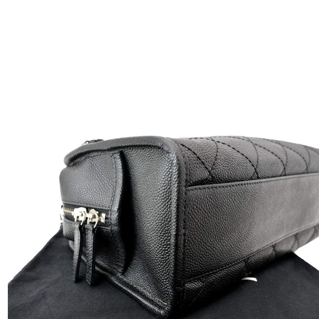 CHANEL Deauville Small Shopping Leather Tote Bag Black