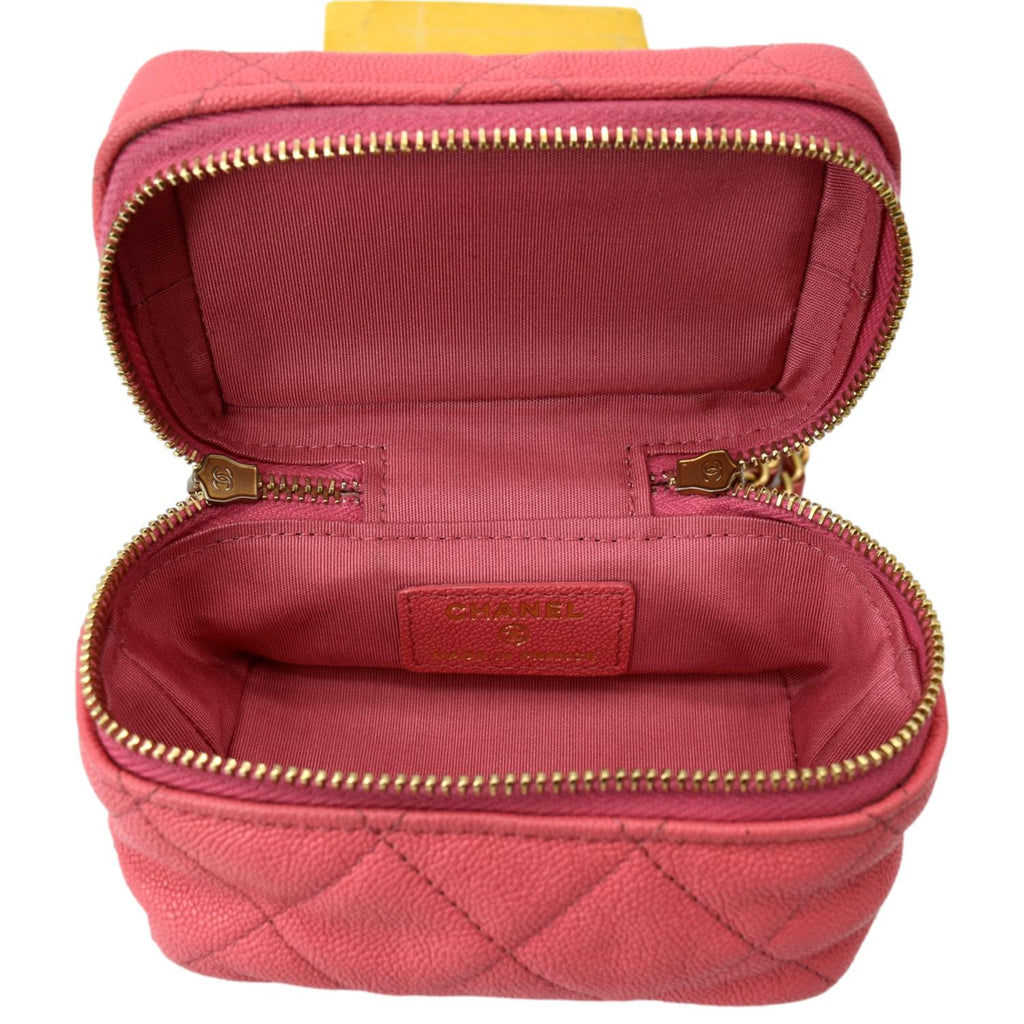 CHANEL Vanity Case Small Leather Crossbody Bag Pink