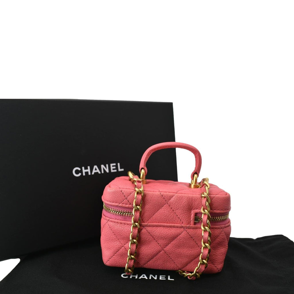 CHANEL Vanity Case Small Leather Crossbody Bag Pink