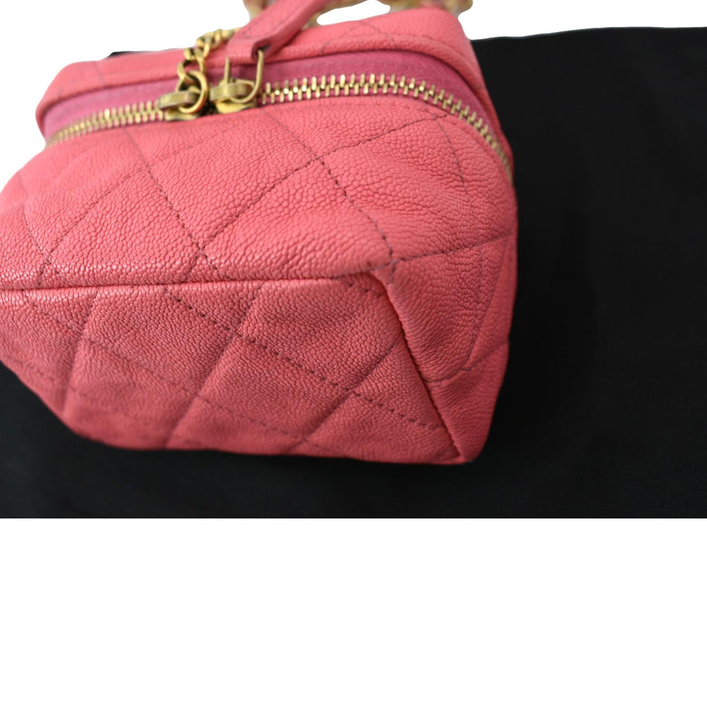 CHANEL Vanity Case Small Leather Crossbody Bag Pink