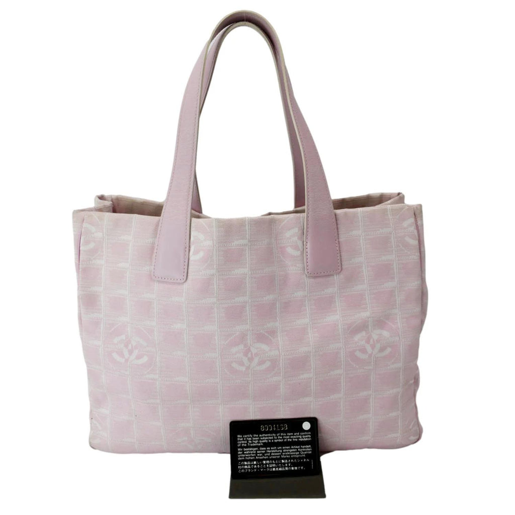CHANEL CC Logo Travel Line Large Nylon Tote Bag Light Pink
