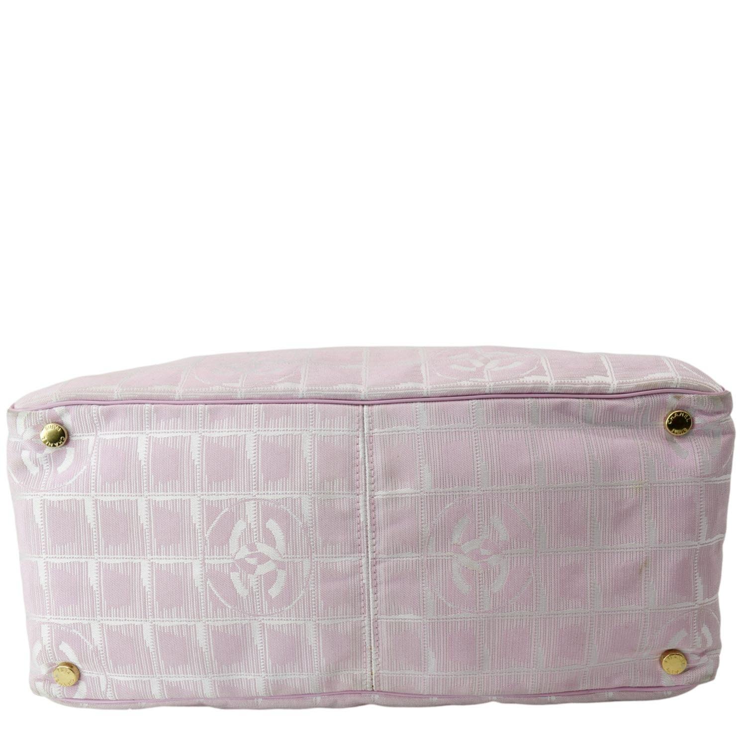 CHANEL CC Logo Travel Line Large Nylon Tote Bag Light Pink